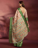 Ready To Wear Rose Pink Dola Silk Printed Saree