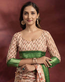 Ready To Wear Rose Pink Dola Silk Printed Saree