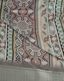 Ready To Wear Light Grey Dola Silk Printed Saree