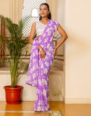 Ready To Wear Lavender Georgette Floral Printed Saree