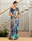 Ready To Wear Grey Silk Printed Saree
