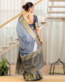 Ready To Wear Grey Silk Printed Saree