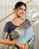 Ready To Wear Grey Silk Printed Saree