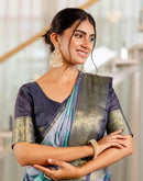 Ready To Wear Grey Silk Printed Saree