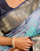 Ready To Wear Grey Silk Printed Saree