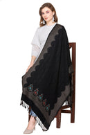 KRITI Paisley Designer Woollen Black Colour Stole For Girl