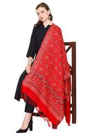 KRITI Geometric Design Woollen Red Color Stole For Girl