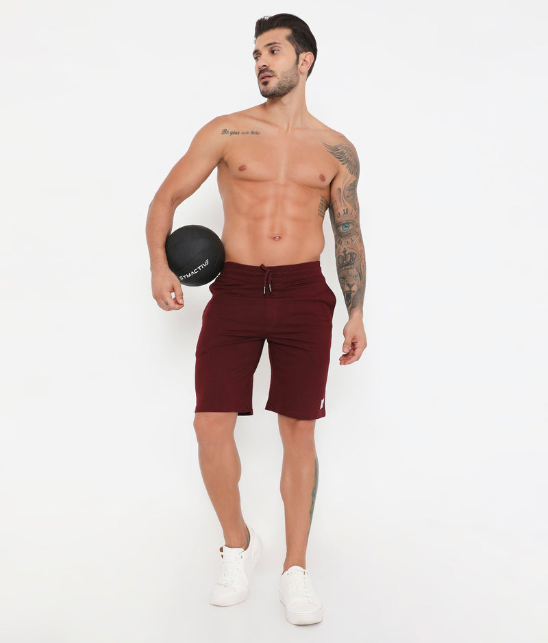 Men 002 Active Cotton Shorts - Maroon
