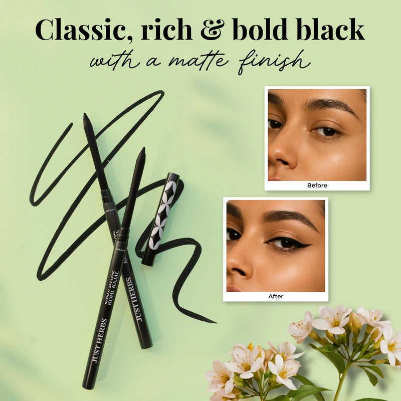 Naynam Day-long Kohl Kajal – Deep Black| Cyclosiloxane-Free