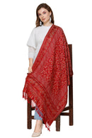 KRITI Allover Floral Woollen Maroon Stole For Girl