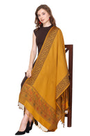 KRITI  Floral Border Woollen Yellow Color Stole For Girl