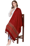 KRITI Desginer Border Woollen Maroon Color Stole For Girl