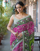 Rani Pink Cotton Printed Saree