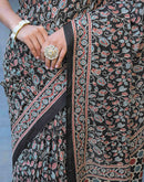 Black Cotton Printed Saree