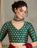 Maroon Satin Printed Saree