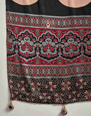 Maroon Satin Printed Saree