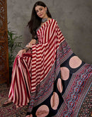 Maroon Satin Printed Saree