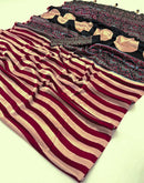 Maroon Satin Printed Saree