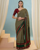 Green Cotton Printed Saree