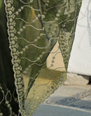 Mehandi Green Net Sequence Embroidery Saree