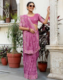 Pink Shimmer Embroidery Saree