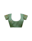 Dusty Green Shimmer Embroidery Saree