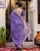 Lavender Shimmer Embroidery Saree