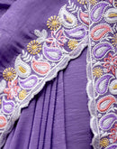 Lavender Shimmer Embroidery Saree