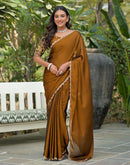 Brown Silk Embroidery Saree
