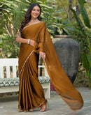 Brown Silk Embroidery Saree