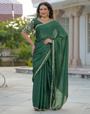 Green Silk Embroidery Saree