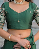 Green Silk Embroidery Saree