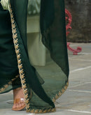 Bottle Green Silk Embroidery Saree