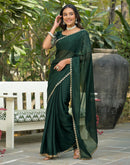 Bottle Green Silk Embroidery Saree