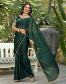 Bottle Green Silk Embroidery Saree