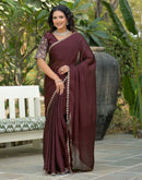 Maroon Silk Embroidery Saree