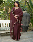 Maroon Silk Embroidery Saree