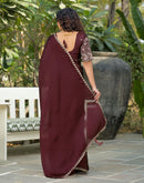 Maroon Silk Embroidery Saree
