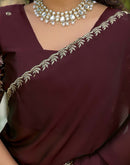 Maroon Silk Embroidery Saree