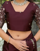 Maroon Silk Embroidery Saree
