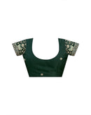 Bottle Green Silk Sequence Embroidery Lace Saree