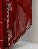 Maroon Silk Stone Work Swarovski Saree