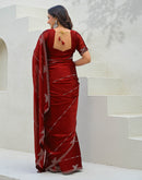 Maroon Silk Stone Work Swarovski Saree