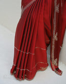 Maroon Silk Stone Work Swarovski Saree