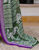 Ready To Wear Green Cotton Printed Saree