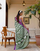 Ready To Wear Green Cotton Printed Saree