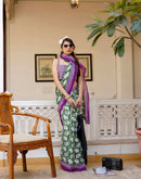 Ready To Wear Green Cotton Printed Saree