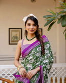 Ready To Wear Green Cotton Printed Saree