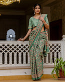 Ready To Wear Green Cotton Printed Saree