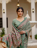 Ready To Wear Green Cotton Printed Saree